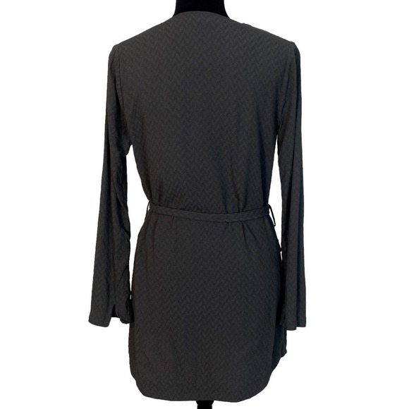 LA Made Womens XS Rayon Gray Tie Waist Open Front Cardigan Studded Kimono Jacket - Picture 3 of 6
